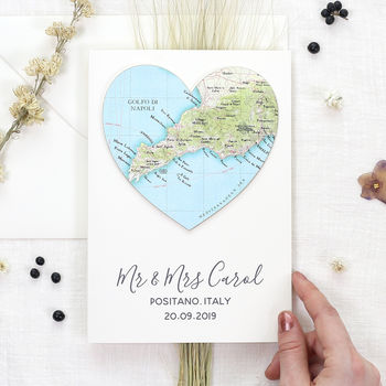 Personalised Map Wedding And Anniversary Heart Card, 11 of 11