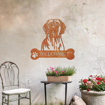 Customisable Great Dane Welcome Metal Wall Art Sign For Home And Garden Decor, 7 of 11