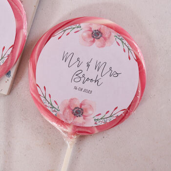 Personalised Mr And Mrs Floral Wedding Giant Lollipops, 2 of 4