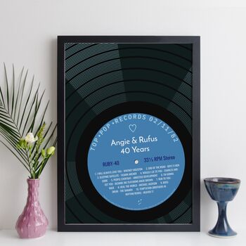 Personalised 40th Wedding Anniversary Print Music Gift, 9 of 12