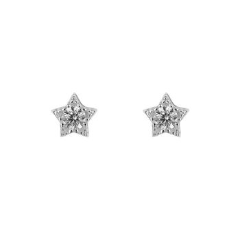 Mini Sterling Silver Cz Star Stud Earrings, 3 of 7