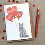 British Short Haired Cat Valentine's Day Card, thumbnail 1 of 2