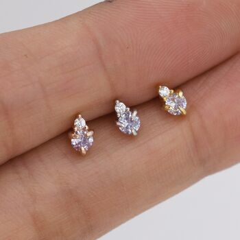 Sterling Silver Alexandrite Blue Purple Cz Stud Earrings, 6 of 12