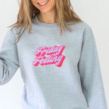 Friday Feeling Sweatshirt With Neon Embroidery, 3 of 3