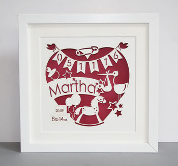 Personalised New Baby Paper Cut Picture, 7 of 8