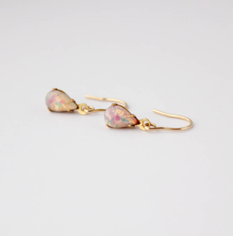Glass Fire Opal Teardrop Earrings By Ilona Maria Jewellery