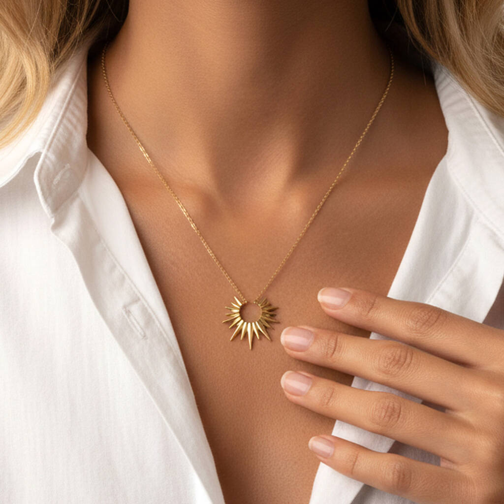 Women's Sunshine Pendant Necklace In 18k Gold, Christmas Jewellery Gift For Her, 1 of 5