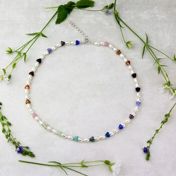 Freshwater Pearl And Rainbow Flower Bead Necklace, 3 of 8