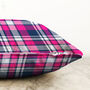 Plaid Cushion Cover With Tartan Pink And Blue Colours, thumbnail 3 of 4