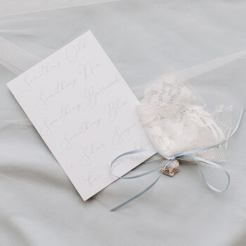 Personalised Tie Style One Size Lace Wedding Garter, 12 of 12