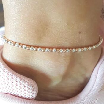 Rose Gold And Sterling Silver Beaded Stretch Anklet, 4 of 5
