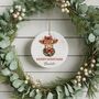 Custom Highland Cow Merry Christmas Ceramic Ornament, thumbnail 9 of 10