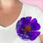 Recycled Plastic Bottle Flower Brooch/Buttonhole Purple, thumbnail 1 of 4