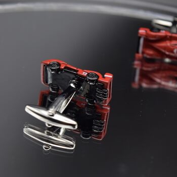 Red Race Car Cufflinks Gift For Men 316 L Stainless Steel Motorsport Accessory, 2 of 5