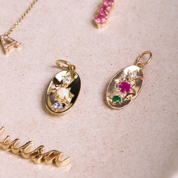 Sterling Silver Personalised Birthstone Domed Pendant, 3 of 3