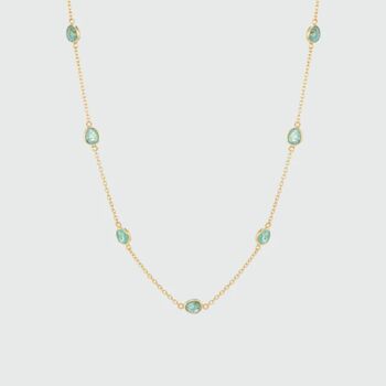 Emerald And Gold Multi Gemstone Station Necklace, 4 of 5