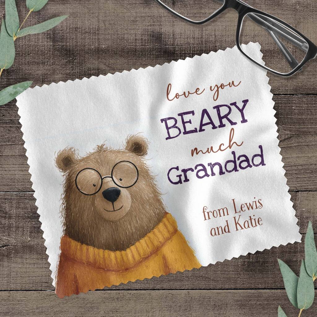 Personalised Love You Beary Much Grandad Glasses Cloth