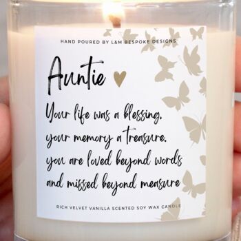 Auntie Memorial Gift Candle, Auntie Remembrance Verse Candle Gift, 4 of 5