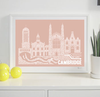 Cambridge Skyline Typography Print Personalised, 3 of 8