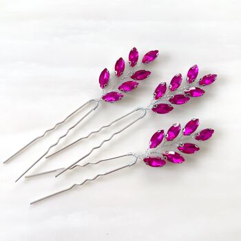 Fuchsia Pink Crystal Hair Pins, 3 of 3