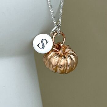 Personalised Large Pumpkin Sterling Silver Necklace, 3 of 11