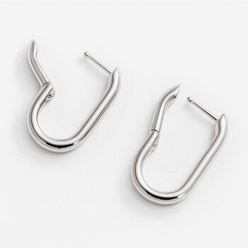 Women's White Gold Oval Hoop Earrings, 5 of 5