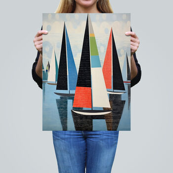 The Yacht Race Sail Boats At Sea Blue Wall Art Print, 2 of 6