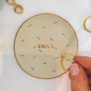 Personalised Handmade Green And Gold Ring Dish, 6 of 12