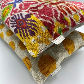 Oblong Velvet Ikat Cushion Ottoman Modern, 8 of 10