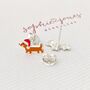 Personalised Sterling Silver Sausage Dog Santa Earrings, thumbnail 2 of 3