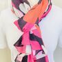 Organic Cotton Pink Retro Floral Scarf, thumbnail 2 of 3