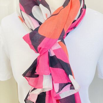 Organic Cotton Pink Retro Floral Scarf, 2 of 3