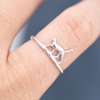 Sterling Silver Cute Cat Ring, 5 of 12