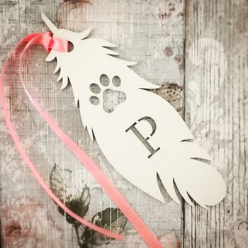 Personalised Pet Lrg White Feather Memorial, 2 of 2