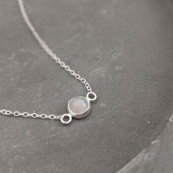 Rainbow Moonstone Sterling Silver Necklace, 5 of 9