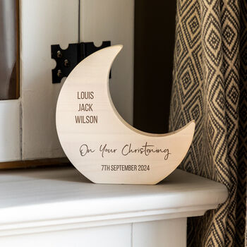 Personalised Wood Moon Christening Baptism Naming Day, 4 of 5