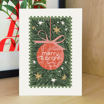 Merry And Bright Vibrant Contemporary Christmas Card, 2 of 4