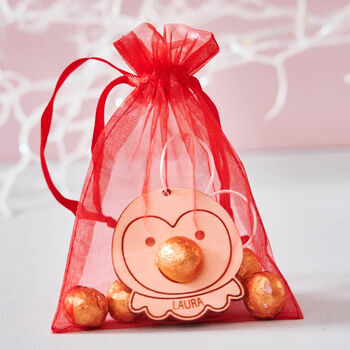 Penguin Christmas Place Setting And Bag Of Chocolate Beaks, 2 of 4