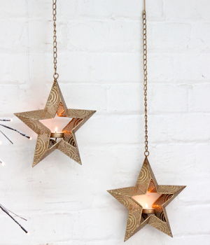 Hanging Gold Star Tea Light Holder, 3 of 3