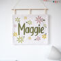 Floral Punchneedle Personalised Name Wall Art, thumbnail 1 of 3