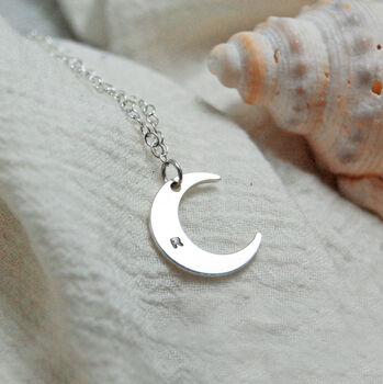 Personalised Name Crescent Moon Silver Necklace, 10 of 10