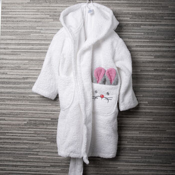 Toddler Hooded Bathrobe With Embroidered Rabbit, 2 of 3