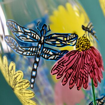 Dragonfly Wildflower Hand Painted Champagne Flute, 2 of 6