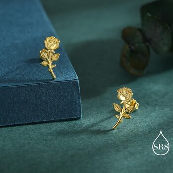 Oxidised Sterling Silver Rose Earrings, 3 of 12