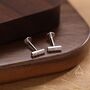 Sterling Silver Extra Tiny Cz Bar Internally Threaded Flat Back Earrings, thumbnail 3 of 8