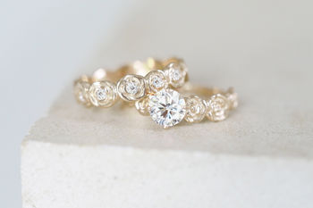 Yellow Gold Floral Diamond Engagement Ring, 2 of 2