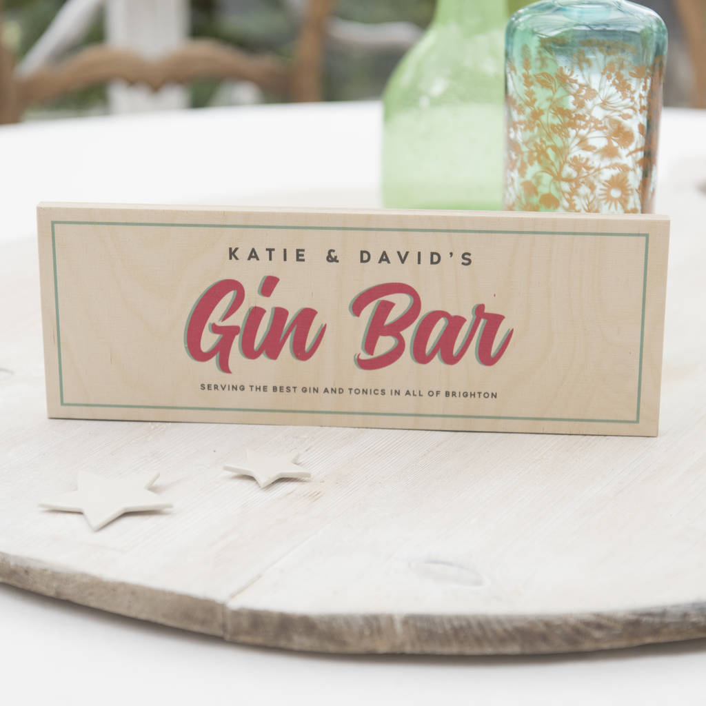 Personalised Wooden Gin Bar Sign
