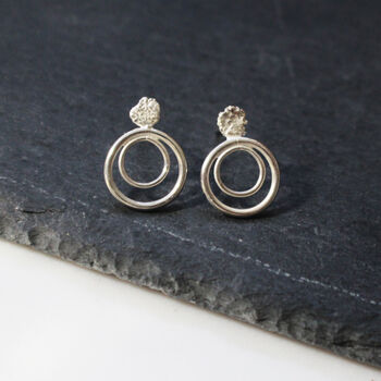 Large Organic Coin Stud Earrings 9ct Gold Or Silver, 2 of 3