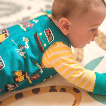 Organic Baby Dungarees With Campervans And Paddleboards, 3 of 4