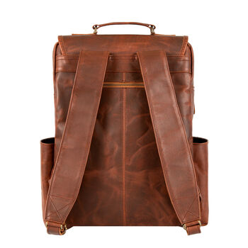 16 Inch Macbook Backpack In Distressed Brown Leather, 5 of 10